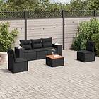 vidaXL Loungegrupp med dynor 6 delar svart konstrotting 3257714