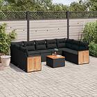 vidaXL Loungegrupp 10 delar med svarta dynor konstrotting 3260361