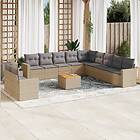 vidaXL Soffgrupp för trädgården 12 delar med dynor beige konstrotting 3224204