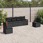 vidaXL Loungegrupp med dynor 6 delar svart konstrotting 3259941