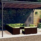 vidaXL Loungegrupp för trädgården med dynor 12 delar brun konstrotting 3102844