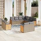 vidaXL Loungegrupp för trädgården m. dynor 11 delar beige konstrotting 3260582