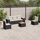 vidaXL Loungegrupp med dynor 6 delar svart konstrotting 3225384