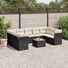 vidaXL Loungegrupp 10 delar med svarta dynor konstrotting 3223802