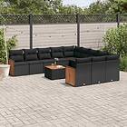 vidaXL Loungegrupp med dynor 12 delar svart konstrotting 3260515