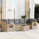 vidaXL Matgrupp för trädgården med dynor 8 delar beige konstrotting 3252276