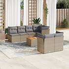 vidaXL Matgrupp för trädgården med dynor 8 delar beige konstrotting 3223518