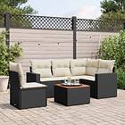 vidaXL Loungegrupp med dynor 6 delar svart konstrotting 3224124