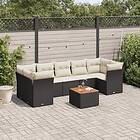 vidaXL Loungegrupp för trädgården med dynor 8 delar svart konstrotting 3223508