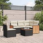 vidaXL Loungegrupp med dynor 6 delar svart konstrotting 3260061