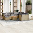 vidaXL Loungegrupp för trädgården m. dynor 11 delar beige konstrotting 3223973