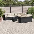 vidaXL Loungegrupp med dynor 12 delar svart konstrotting 3250255