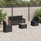 vidaXL Loungegrupp med dynor 6 delar svart konstrotting 3259934