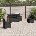 vidaXL Loungegrupp för trädgården med dynor 5 delar svart konstrotting 3259927