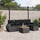 vidaXL Loungegrupp med dynor 6 delar svart konstrotting 3257308