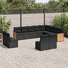 vidaXL Loungegrupp med dynor 12 delar svart konstrotting 3260550