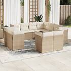 vidaXL Loungegrupp för trädgården m. dynor 11 delar beige konstrotting 3250347