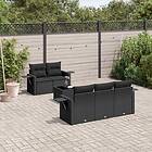 vidaXL Loungegrupp med dynor 6 delar svart konstrotting 3252232