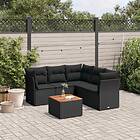 vidaXL Loungegrupp med dynor 6 delar svart konstrotting 3223633