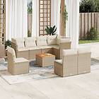 vidaXL Soffgrupp för trädgården med dynor 9 delar beige konstrotting 3223741