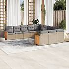 vidaXL Loungegrupp för trädgården m. dynor 11 delar beige konstrotting 3260512