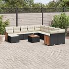 vidaXL Loungegrupp med dynor 12 delar svart konstrotting 3260656