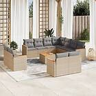vidaXL Soffgrupp för trädgården 12 delar med dynor beige konstrotting 3260589