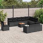 vidaXL Loungegrupp för trädgården m. dynor 11 delar konstrotting svart 3225495