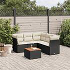 vidaXL Loungegrupp med dynor 6 delar svart konstrotting 3223634
