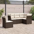 vidaXL Loungegrupp för trädgården med dynor 5 delar brun konstrotting 3217643