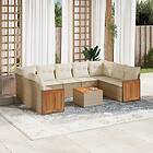 vidaXL Soffgrupp för trädgård med dynor 10 delar beige konstrotting 3260364