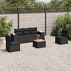 vidaXL Loungegrupp med dynor 6 delar svart konstrotting 3225383