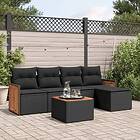 vidaXL Loungegrupp med dynor 6 delar svart konstrotting 3260004