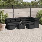 vidaXL Loungegrupp 10 delar med svarta dynor konstrotting 3250414