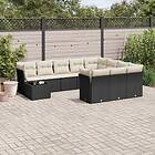 vidaXL Loungegrupp för trädgården m. dynor 11 delar konstrotting svart 3250095
