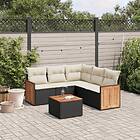 vidaXL Loungegrupp med dynor 6 delar svart konstrotting 3260047