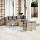 vidaXL Soffgrupp för trädgård med dynor 10 delar beige konstrotting 3223861