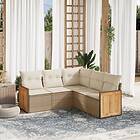 vidaXL Soffgrupp för trädgården med dynor 5 delar beige konstrotting 3260042