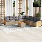 vidaXL Soffgrupp för trädgård med dynor 10 delar beige konstrotting 3260148