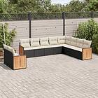 vidaXL Loungegrupp 10 delar med svarta dynor konstrotting 3260194