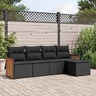 vidaXL Loungegrupp för trädgården med dynor 5 delar svart konstrotting 3259997