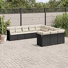vidaXL Loungegrupp för trädgården m. dynor 11 delar konstrotting svart 3250245