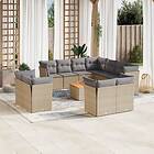 vidaXL Soffgrupp för trädgården 12 delar med dynor beige konstrotting 3223945