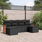 vidaXL Loungegrupp med dynor 6 delar svart konstrotting 3260298