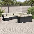 vidaXL Loungegrupp med dynor 12 delar svart konstrotting 3250465