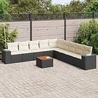 vidaXL Loungegrupp 10 delar med svarta dynor konstrotting 3225489