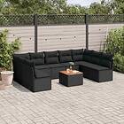 vidaXL Loungegrupp 10 delar med svarta dynor konstrotting 3223787