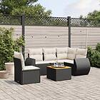 vidaXL Loungegrupp med dynor 6 delar svart konstrotting 3257337