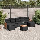 vidaXL Loungegrupp för trädgården med dynor 8 delar svart konstrotting 3260319