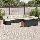 vidaXL Loungegrupp med dynor 12 delar svart konstrotting 3260663